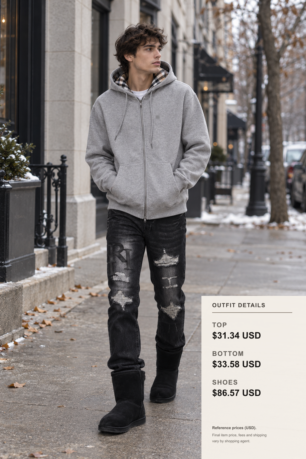 Amiri Fall-Winter Looks in Three Colorways outfit 2 full-body street style for fashionreps