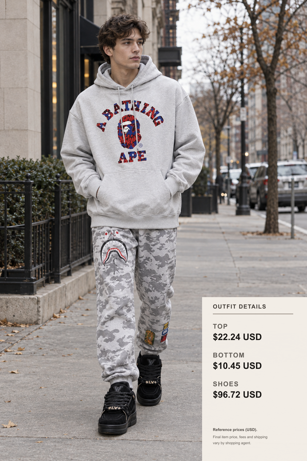 Bape Shark Hoodie Fall Layering Guide outfit 1 full-body street style for fashionreps