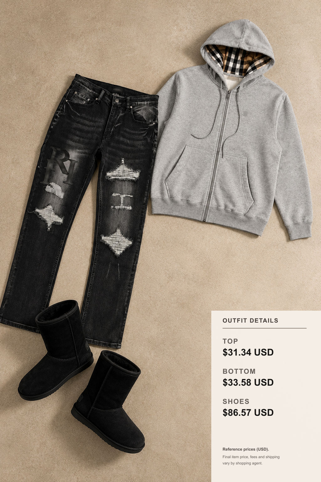 Amiri Fall-Winter Looks in Three Colorways outfit 2 editorial flat lay for fashionreps