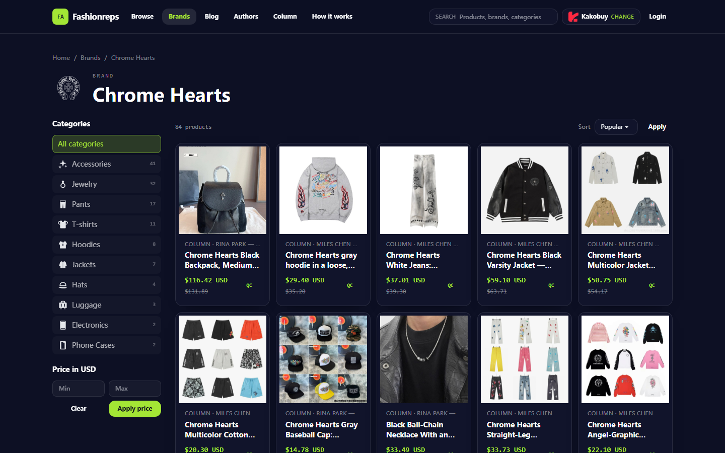 Organizing Chrome Hearts Jewelry in Google Sheets