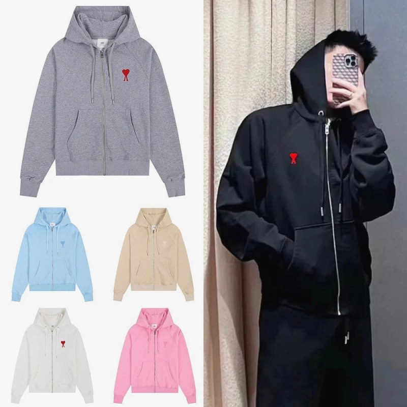Ami Paris Heart-Print Zipper Hoodie Collection: Testing the Heart Embroidery Against the Warehouse QC Set