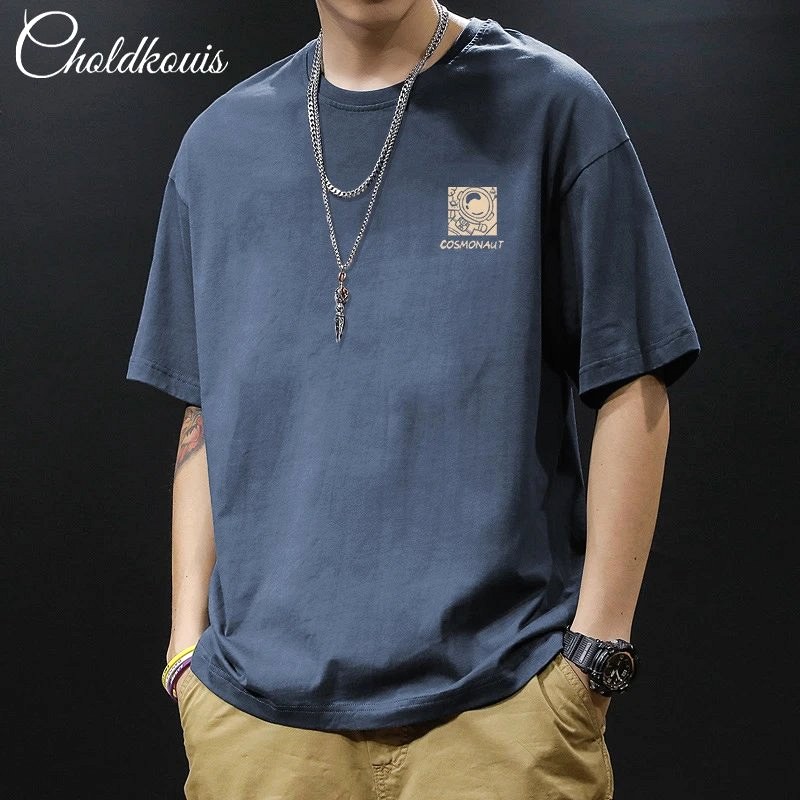 Foreign Trade Blue T-Shirt Review: A 200g Cotton Crewneck in Casual Streetwear Style